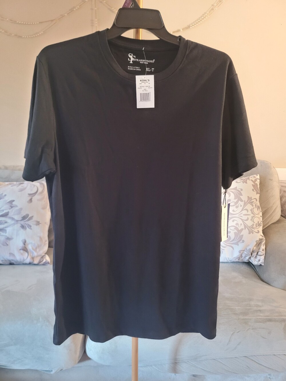 Straight Faded Kohl's Black Crew Neck Short Sleeve T-Shirt XL-T